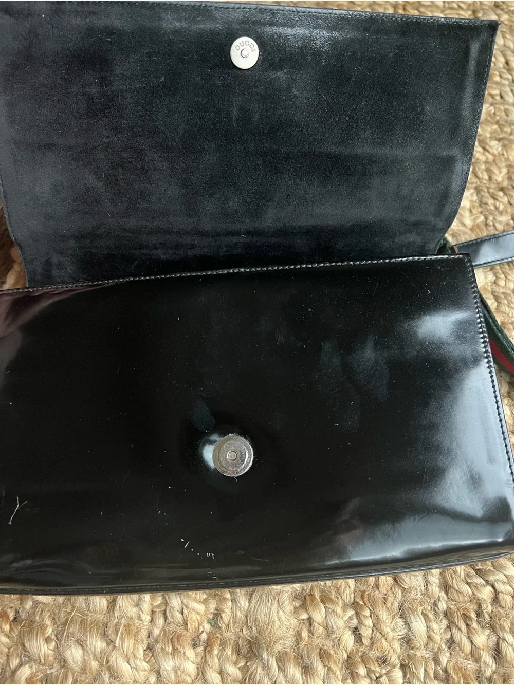 Gucci Black Patent Leather Messenger Bag